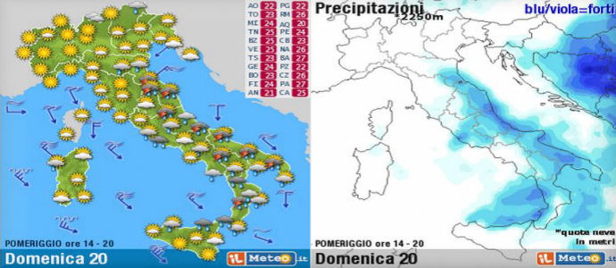 Meteo: brusco calo termico Nord, Centro e Sud