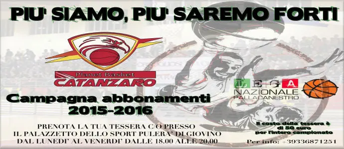 Planet basket Catanzaro: al via la campagna abbonamenti