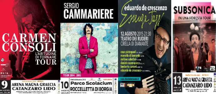 "Fatti di musica" domani Carmen Consoli, lunedi' Cammariere, il 12 de Crescenzo, IL 13 i Subsonica