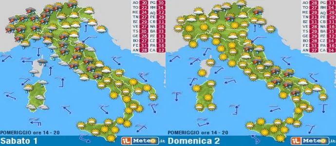 Meteo: Temporalesco su Toscana, Umbria. Appennini. Poi Arriva Acheronte sarà ancora caldo africano