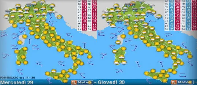 Meteo: Caldo intenso al Centro Sud - Giovedi, peggiora sulle Marche, temporali anche al Centro