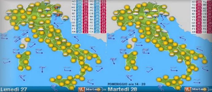 Meteo: Supercaldo al Centro Sud 40°C a Roma, Napoli Temporali forti al Nord da Mercoledì