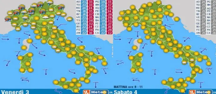 Meteo: Flegetonte caldo eccezionale, punte di 39°C da Nord a Sud