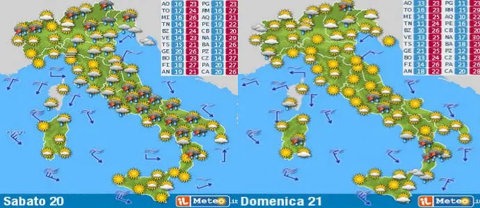 Meteo: instabile con brevi temporali pomeridiani al Centro Sud da domenica sole