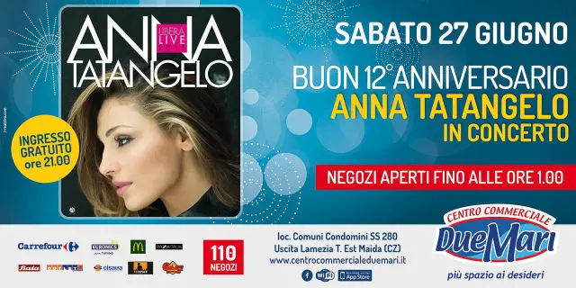 Anna Tatangelo in concerto per il 12° anniversario del centro due Mari di Maida