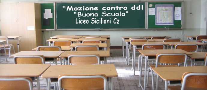 Liceo Siciliani Cz: E' del 100%. la percentuale prevista di scrutini bloccati "Mozione contro ddl"