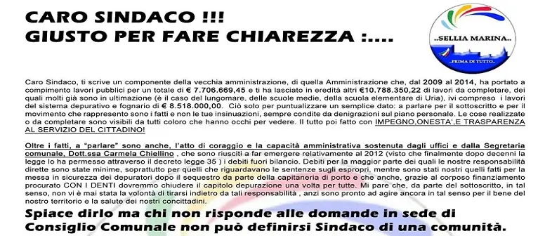 Sellia Marina (CZ), l'opposizione tuona: dura lettera del movimento "Sellia Marina Prima di Tutto"