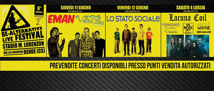 Ritorna a Cosenza la sesta edizione del Be-Alternative Live Festival