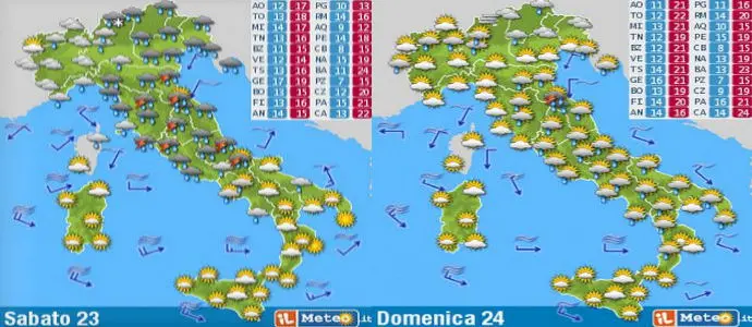 Meteo: Ciclone Venere, STOP alla Primavera.  temporali al Centro. Martedì nuova forte perturbazione