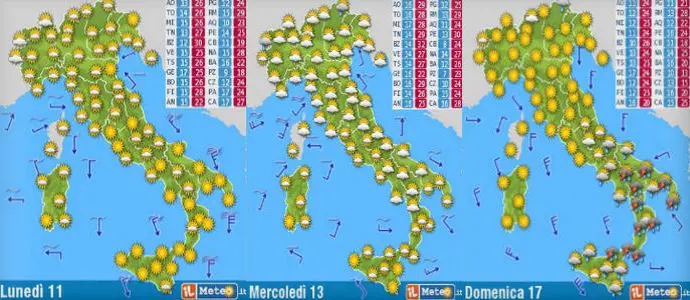 Meteo: Super Caldo fino a Giovedì, poi ciclone FEROX, nubifragi e giù di 15°C