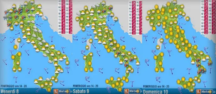 Meteo: Estate al CentroSud, temporali al Nord Poi instabile al CentroSud e Nordest