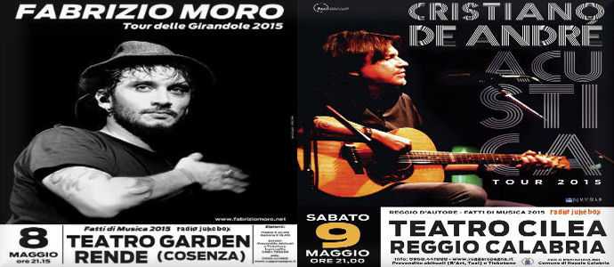 "Fatti di musica" in Calabria: Fabrizio Moro domani a rende (Cs) e Cristiano De Andre' sabato Reggio