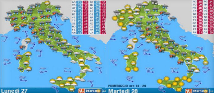 Allerta Meteo: Nubifragi in arrivo regioni settentrionali Centro e parte del Sud. Poi Ciclone Medusa