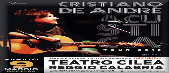 "Reggio d'Autore": concerto di Cristiano De Andre' il 9 maggio al teatro Cilea (Rc)