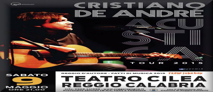 "Reggio d'Autore": concerto di Cristiano De Andre' il 9 maggio al teatro Cilea (Rc)