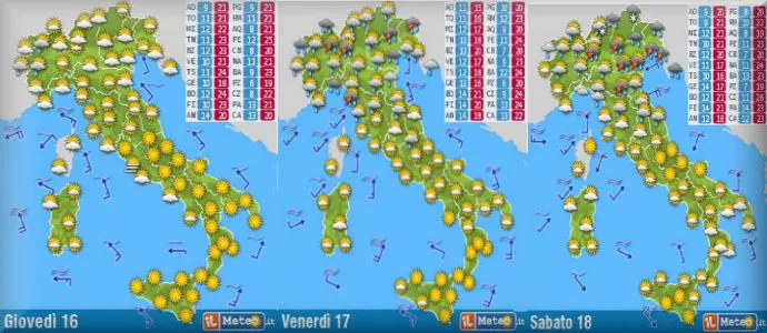 Meteo: "Hannibal"  sole caldo, ma attacco temporalesco in arrivo da Venerdì e Sabato