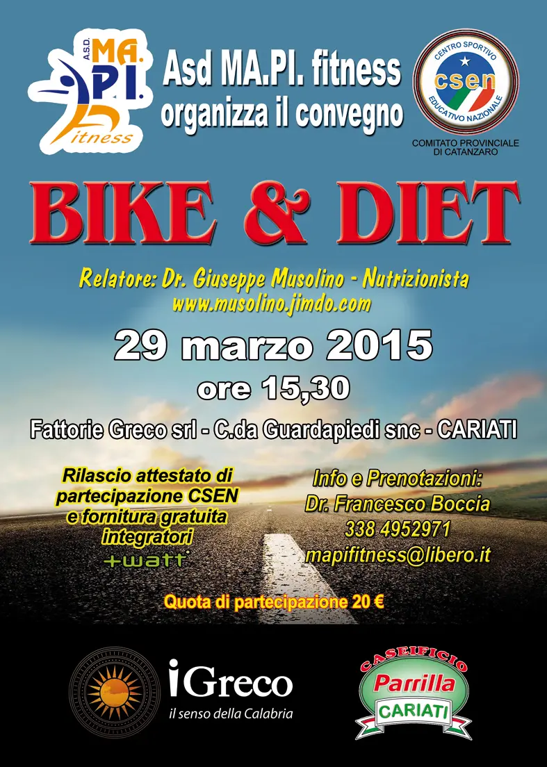 A Cariati convegno CSEN sull'alimentazione nel ciclismo