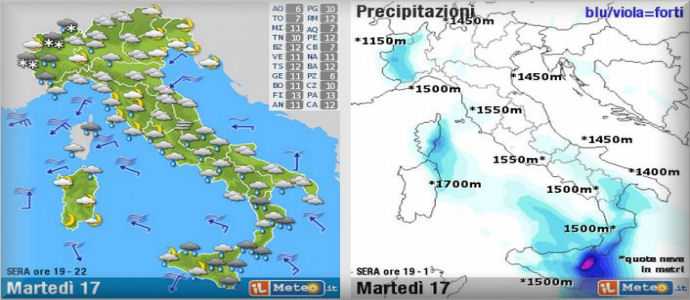 Allerta Meteo: Piogge incessanti Piemonte e Liguria. Rischio nubifragi Sardegna Sicilia e Calabria