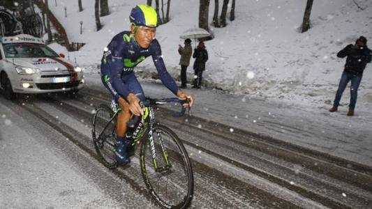 Tirreno-Adriatico, Nairo Quintana trionfa al Terminillo sotto la neve
