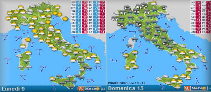 Meteo: Piogge su Calabria e Sicilia, sole al Nord. Allerta freddo da Domenica!