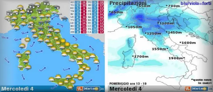 Allerta Meteo: Sciabolata artica e NEVE dal 4-5 Marzo  Piogge al Centro Sud