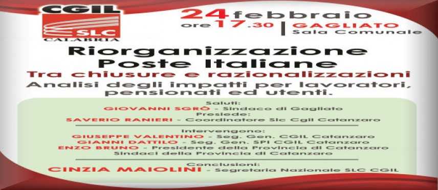 Riorganizzazione Poste Italiane iniziativa SLC CGIL con Cinzia Maiolini Segretaria Nazionale