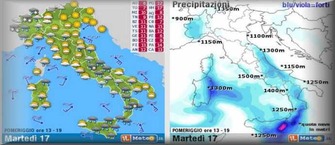Meteo: Neve sulle Alpi. "Poi Allerta al Sud" nubifragi colpiscono la Calabria e la Sicilia orientale