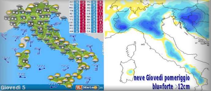 Allerta Meteo: Toscana, Lazio, Umbria, Campania, Calabria, Sicilia, poi  "BIG SNOW"