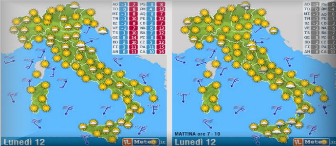 Meteo: Veloce perturbazione poi gelo su Nord, Centro e Sud
