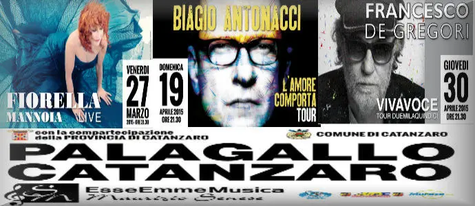 Fiorella Mannoia, Biagio Antonacci e Francesco De Gregori in primavera al PalaGallo