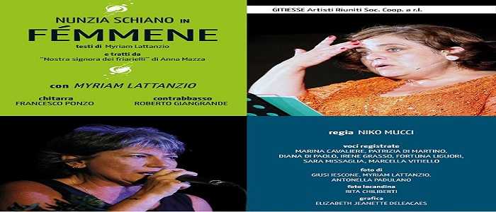 "Femmene", spettacolo teatrale con Nunzia Schiano al Teatro Nord di Piscinola