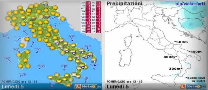 Meteo: Nevicate a bassa quota tra Abruzzo, Molise e nord Calabria. Il tempo migliora ovunque
