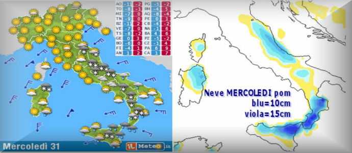 Meteo: Arriva Ivan e subito dopo Cleopatra. Neve e poi gran gelo. Nord, Centro e Sud