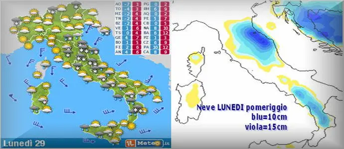 Meteo: Ecco CLEOPATRA sconvolge l'Italia, specie Centro-Sud neve copiosa fino in pianura