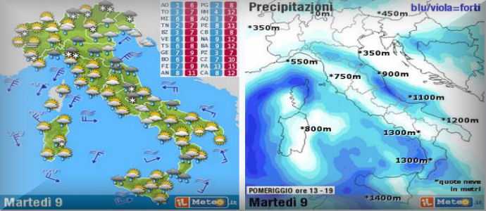 Meteo: Nucleo aria fredda artica in arrivo venti freddi e neve