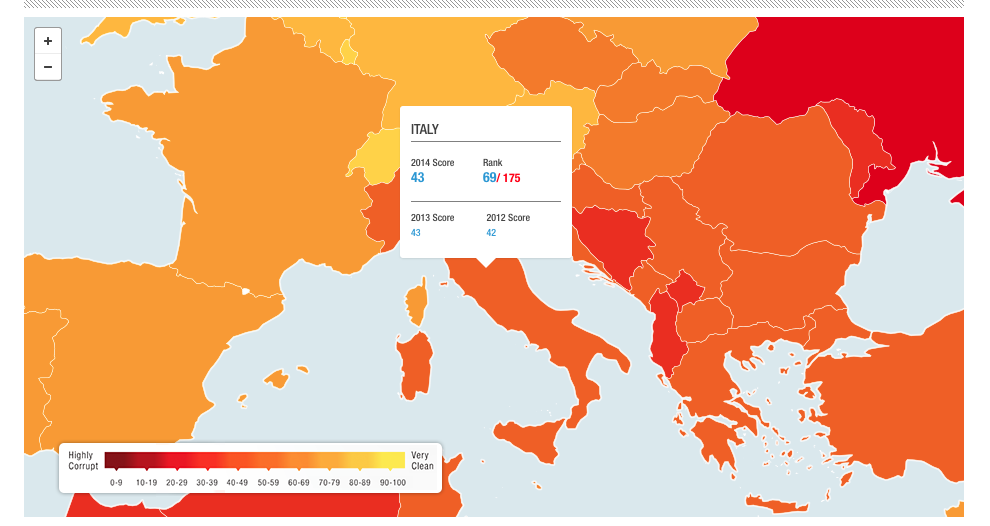 L'Italia è il paese più corrotto d'Europa: ecco la classifica di Transparency International
