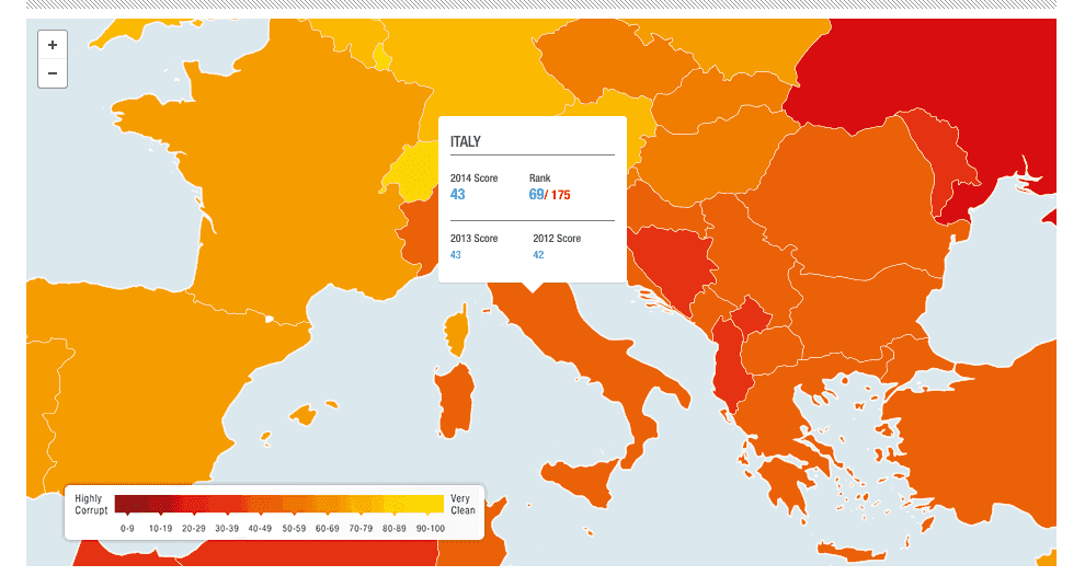 L'Italia è il paese più corrotto d'Europa: ecco la classifica di Transparency International