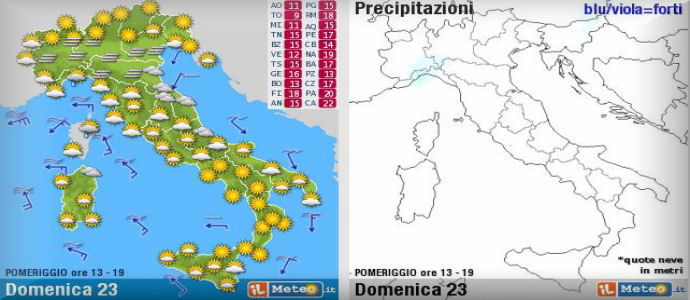 Meteo: Piogge dalla Sardegna, Liguria verso il Piemonte e su Toscana il ciclone da Domenica