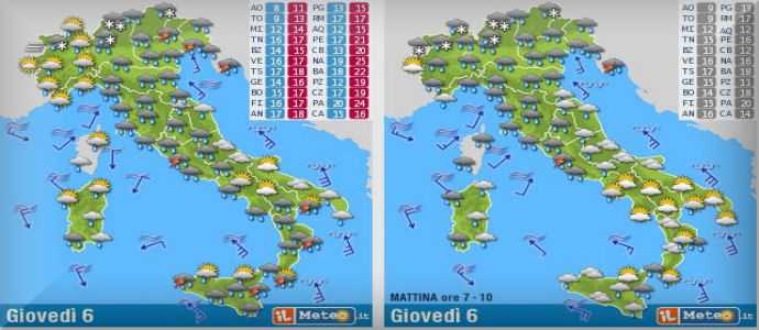 Meteo: Allerta massima nubifragi su Lazio, Toscana, Alpi, Venezie, Sicilia-Calabria