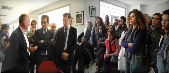 Il presidente della Provincia di Catanzaro, Enzo Bruno, dai lavoratori della Fondazione Campanella