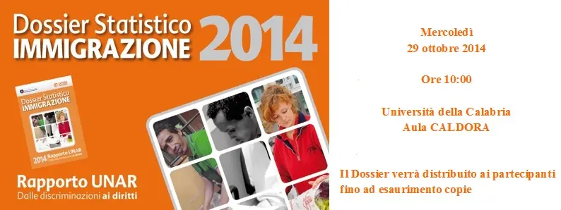 Il 29 ottobre, all'Unical, si presenta il Dossier Statistico Immigrazione 2014