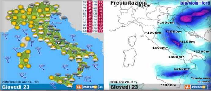 Allerta Meteo: Ecco Attila, Bora, temporali verso il Sud e Adriatiche, neve a 1500m