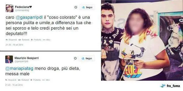 «Più dieta, messa male»: il disonorevole tweet di Gasparri contro la fan di Fedez