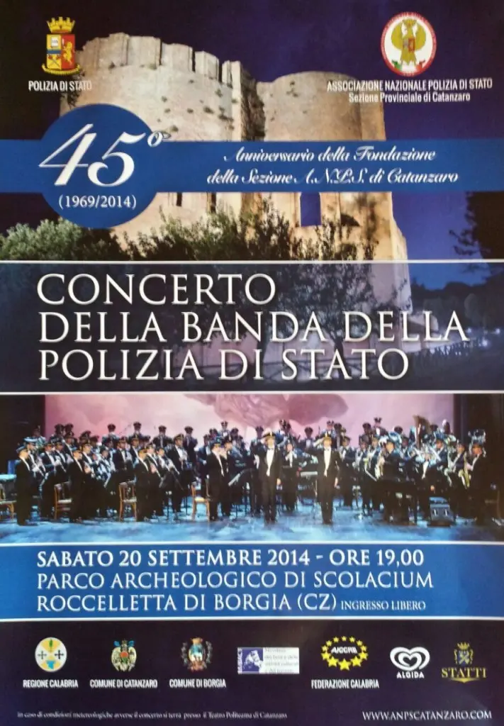 La banda della polizia di Stato si esibirà al parco Scolacium