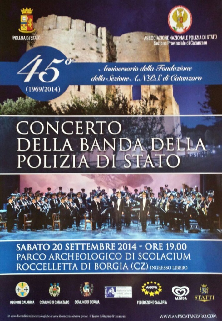 La banda della polizia di Stato si esibirà al parco Scolacium