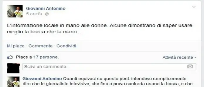 Ex sindaco inveisce contro le giornaliste pugliesi: "più brave di bocca che di mano"