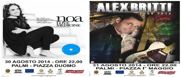 Palmi: Noa domani sera in concerto in piazza duomo e domenica Alex Britti in piazza 1° maggio