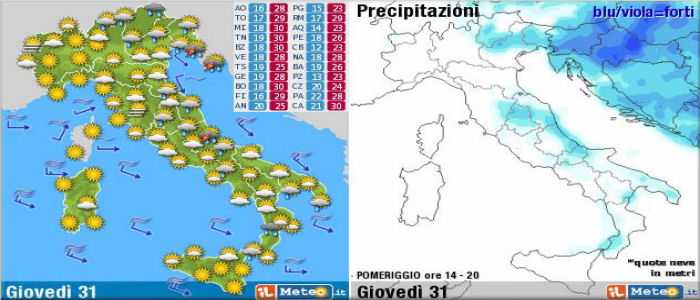 Instabile al Centro Nord, Campania e Sardegna, ma da domani più Sole