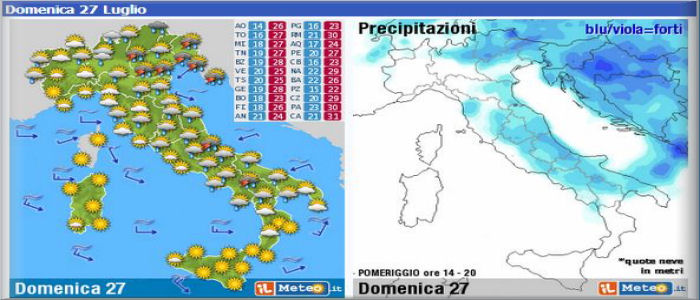 L'Estate collassa : forti temporali al CentroNord, nubifragi al Nordest