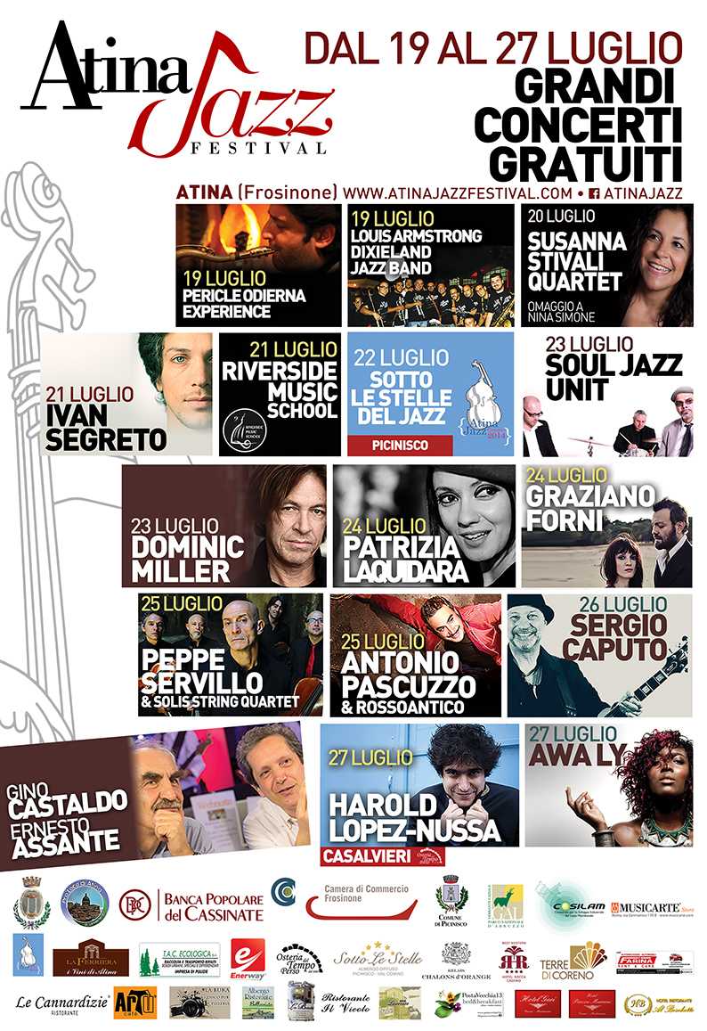 Atina Jazz Festival, dal 20 al 27 Luglio concerti gratuiti e "Do Ut Jazz"